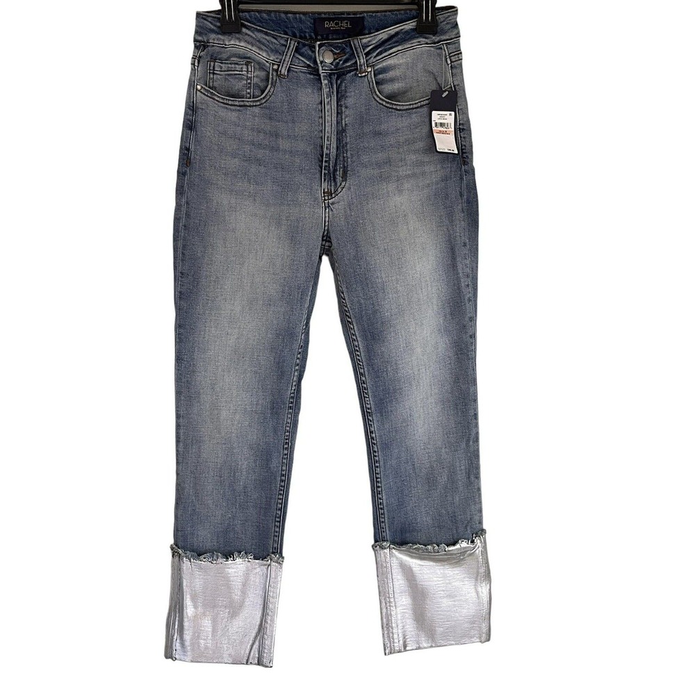 RACHEL Rachel Roy Juniors Straight-Leg Metallic Lotus Wash Jeans Pants Size 28